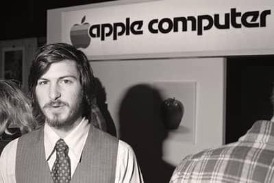 17 Apr 1977 - Steve Jobs by the Apple stand at the West Coast Computer Faire