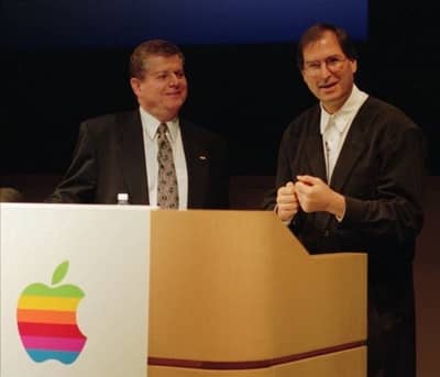 20 Dec 1996 - Steve Jobs at a press event with Apple CEO Gil Amelio announcing the NeXT acquisition
