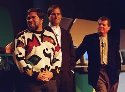 7 Jan 1997 - Steve Wozniak, Steve Jobs and Apple CEO Gil Amelio at the Macworld keynote