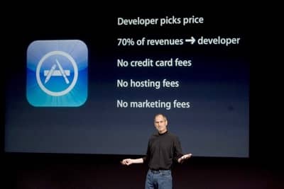 6 Mar 2008 - Steve Jobs unveils the terms of the iOS App Store